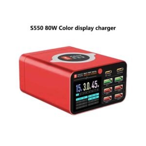 YCS S550 80W Multi 8 Port USB Digital Display Wireless Charger
